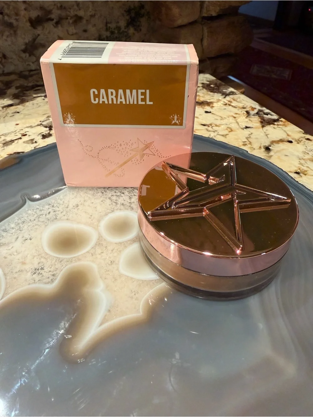 Jeffree Starr Caramel Face Powder Bronzer Highlighter Rose Gold Star Lid